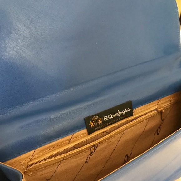 Blue leather envelope clutch - Picture 4 of 6